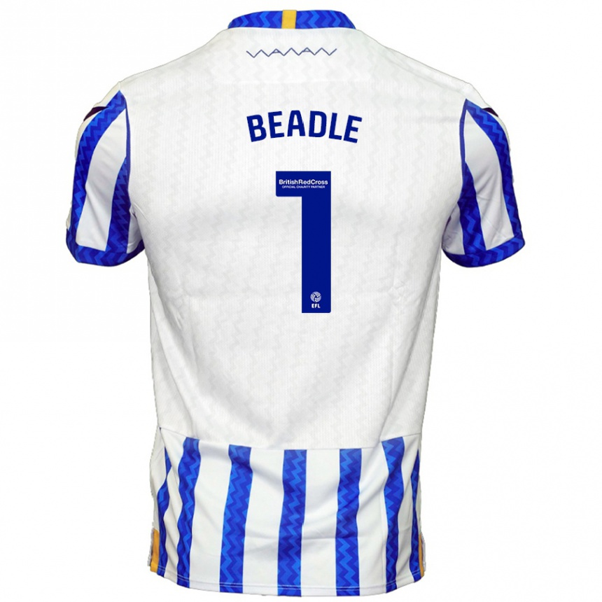 Niño Fútbol Camiseta James Beadle #1 Azul Blanco 1ª Equipación 2024/25 Perú