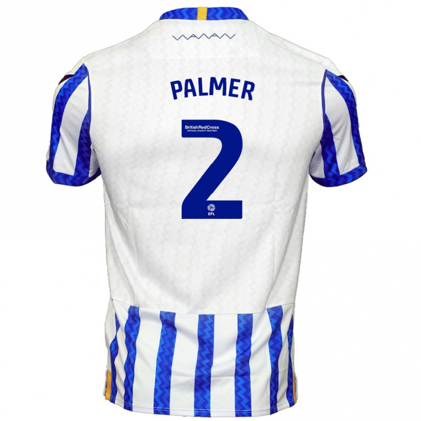 Niño Fútbol Camiseta Liam Palmer #2 Azul Blanco 1ª Equipación 2024/25 Perú