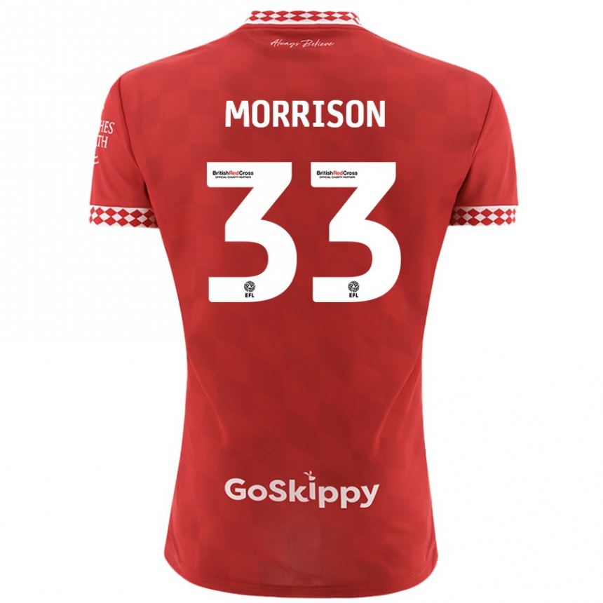 Niño Fútbol Camiseta Elijah Morrison #33 Rojo 1ª Equipación 2024/25 Perú