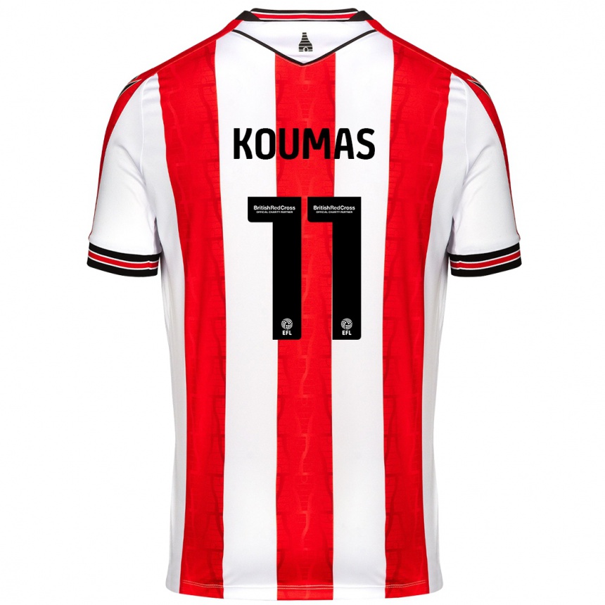 Niño Fútbol Camiseta Lewis Koumas #11 Rojo Blanco 1ª Equipación 2024/25 Perú