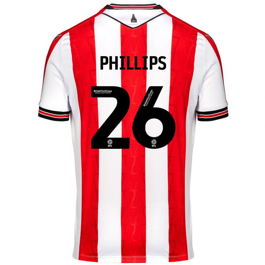 Niño Fútbol Camiseta Ashley Phillips #26 Rojo Blanco 1ª Equipación 2024/25 Perú