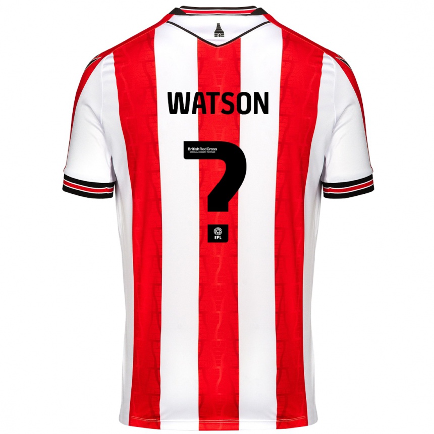 Niño Fútbol Camiseta Adam Watson #0 Rojo Blanco 1ª Equipación 2024/25 Perú