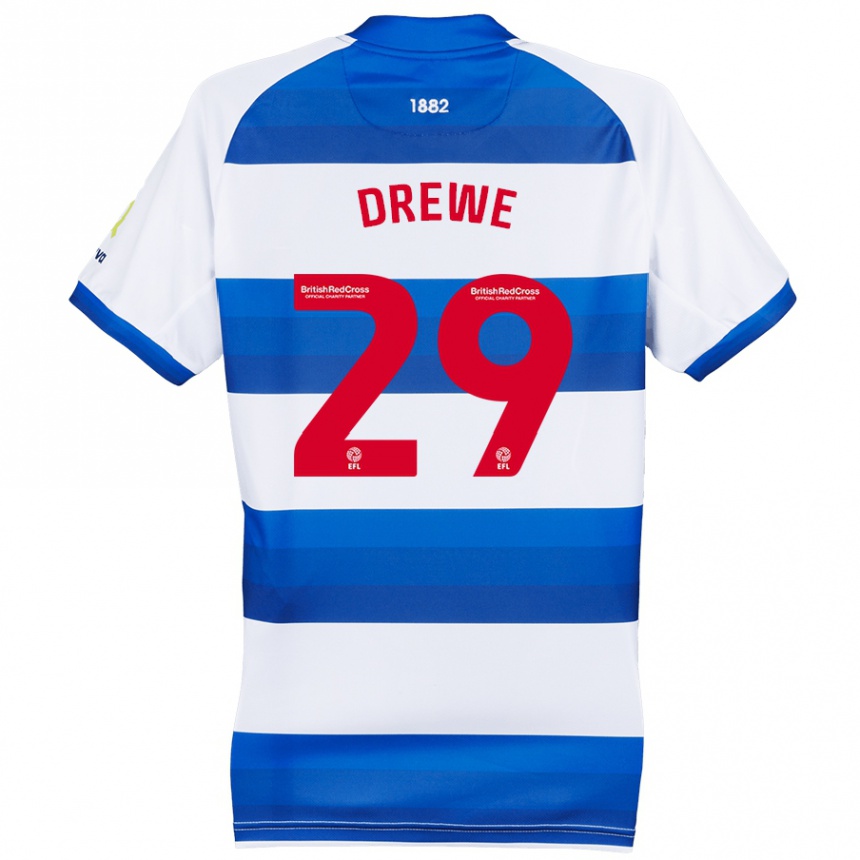 Niño Fútbol Camiseta Aaron Drewe #29 Blanco Azul 1ª Equipación 2024/25 Perú