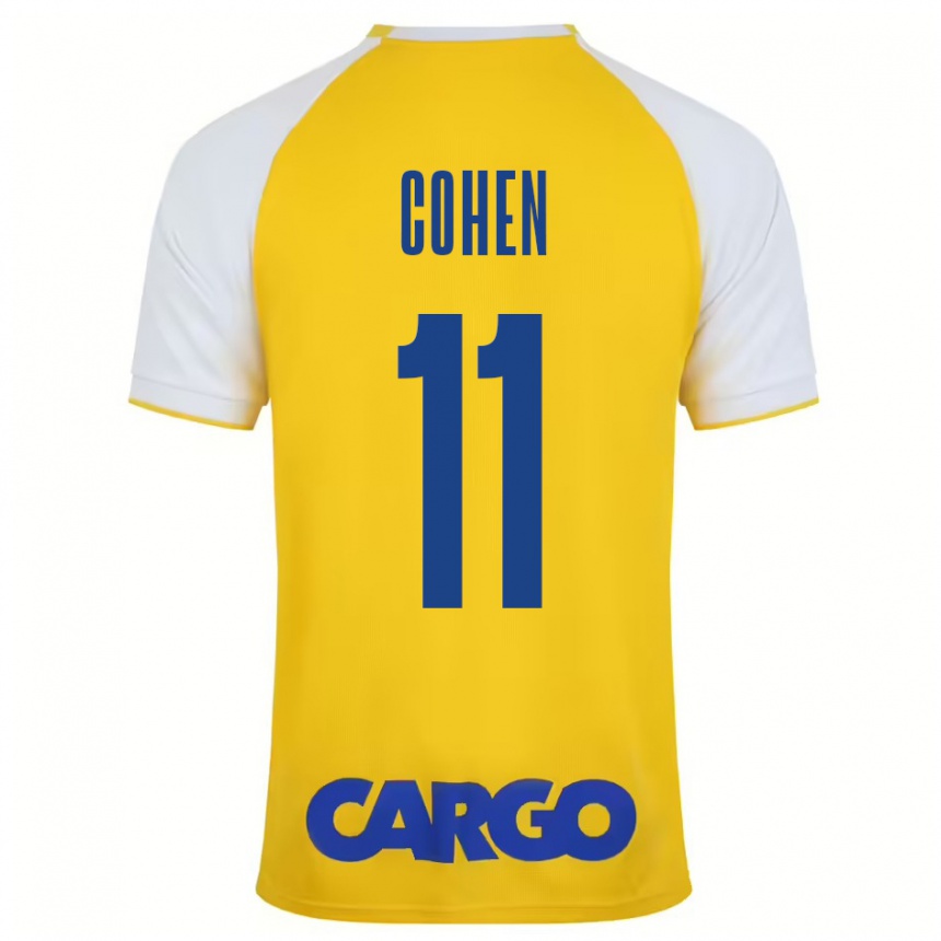 Niño Fútbol Camiseta Yonatan Cohen #11 Amarillo Blanco 1ª Equipación 2024/25 Perú