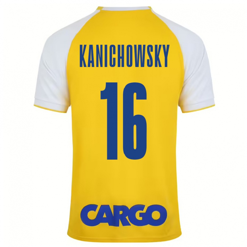 Niño Fútbol Camiseta Gabi Kanichowsky #16 Amarillo Blanco 1ª Equipación 2024/25 Perú