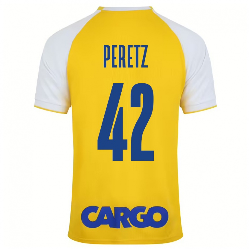 Niño Fútbol Camiseta Dor Peretz #42 Amarillo Blanco 1ª Equipación 2024/25 Perú