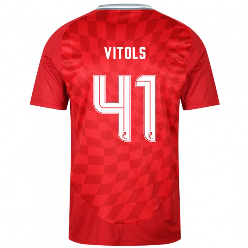 Niño Fútbol Camiseta Rodrigo Vitols #41 Rojo 1ª Equipación 2024/25 Perú