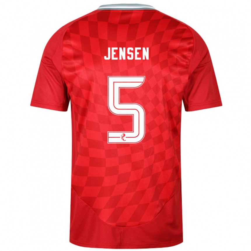 Niño Fútbol Camiseta Richard Jensen #5 Rojo 1ª Equipación 2024/25 Perú