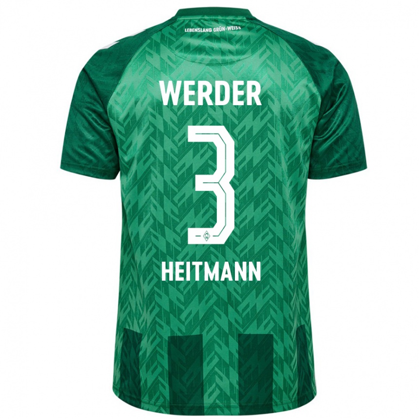 Niño Fútbol Camiseta Mats Heitmann #3 Verde 1ª Equipación 2024/25 Perú