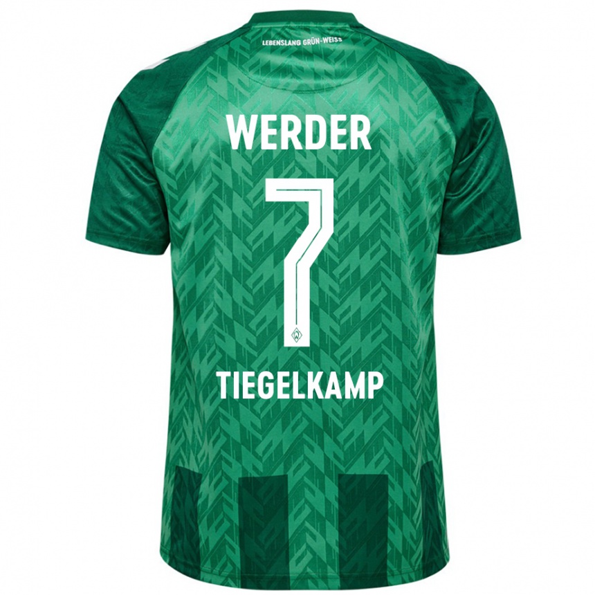 Niño Fútbol Camiseta Maximilian Tiegelkamp #7 Verde 1ª Equipación 2024/25 Perú