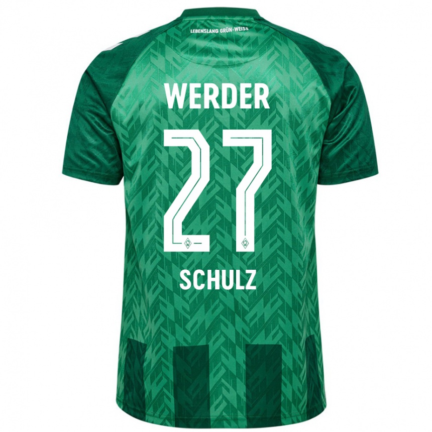 Niño Fútbol Camiseta Ole Schulz #27 Verde 1ª Equipación 2024/25 Perú