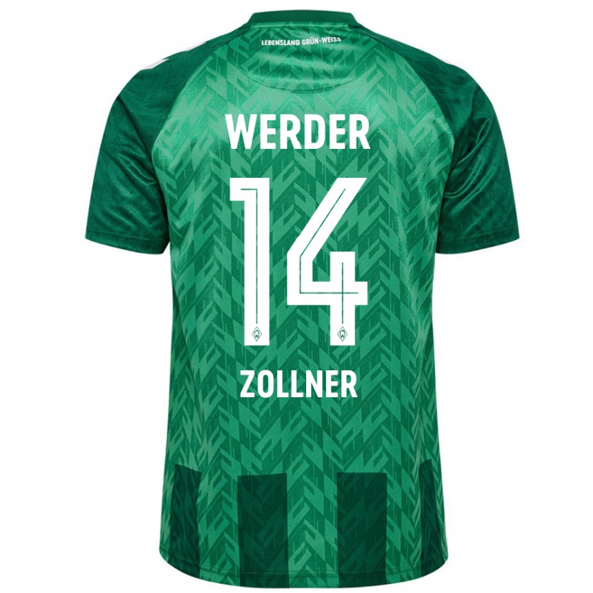 Niño Fútbol Camiseta Adrian Zollner #14 Verde 1ª Equipación 2024/25 Perú