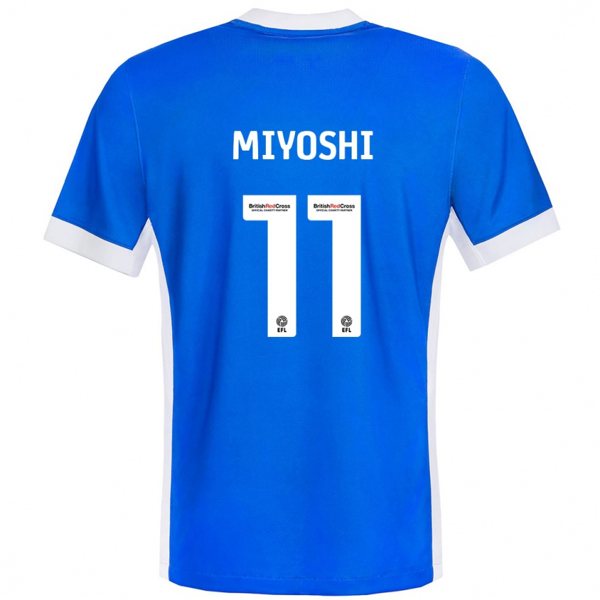 Niño Fútbol Camiseta Koji Miyoshi #11 Azul Blanco 1ª Equipación 2024/25 Perú