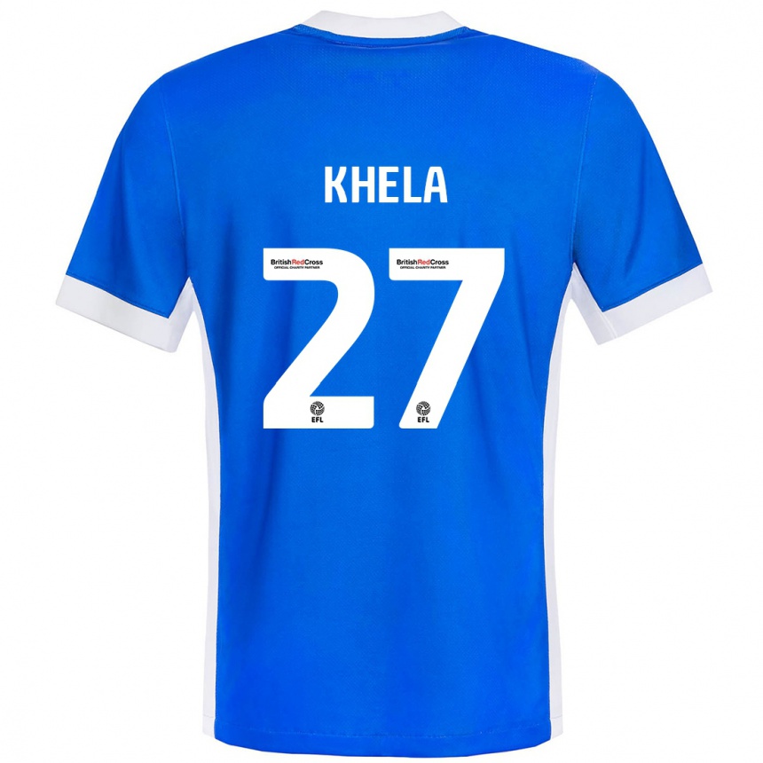 Niño Fútbol Camiseta Brandon Khela #27 Azul Blanco 1ª Equipación 2024/25 Perú