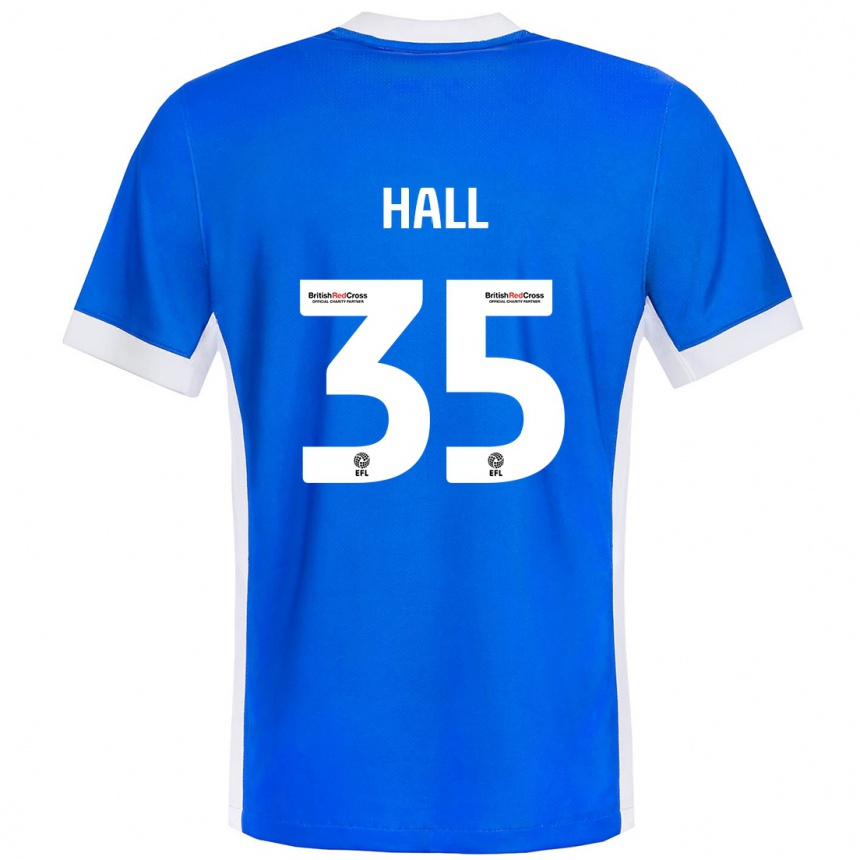 Niño Fútbol Camiseta George Hall #35 Azul Blanco 1ª Equipación 2024/25 Perú