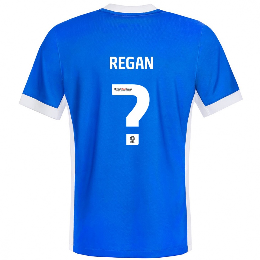 Niño Fútbol Camiseta Rory Regan #0 Azul Blanco 1ª Equipación 2024/25 Perú