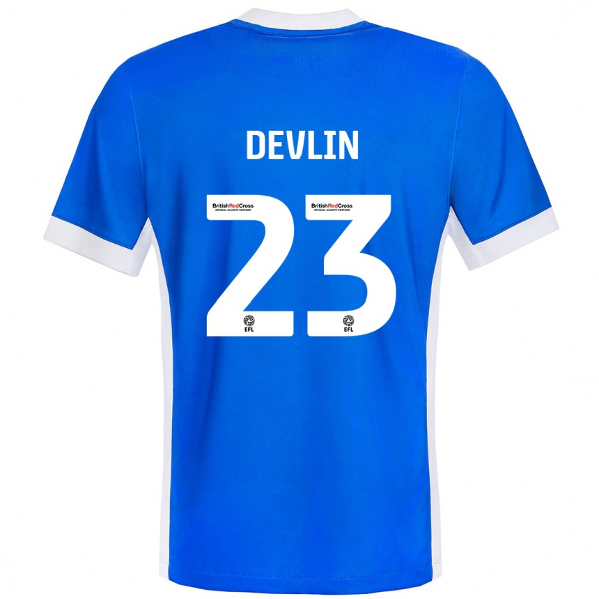 Niño Fútbol Camiseta Charlotte Devlin #23 Azul Blanco 1ª Equipación 2024/25 Perú