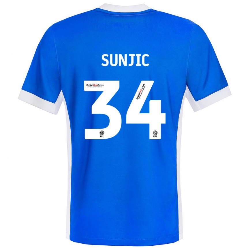 Niño Fútbol Camiseta Ivan Sunjic #34 Azul Blanco 1ª Equipación 2024/25 Perú