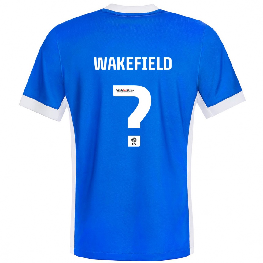 Niño Fútbol Camiseta Kieran Wakefield #0 Azul Blanco 1ª Equipación 2024/25 Perú