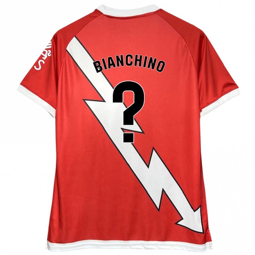 Niño Fútbol Camiseta Nicolò Bianchino #0 Blanco Rojo 1ª Equipación 2024/25 Perú