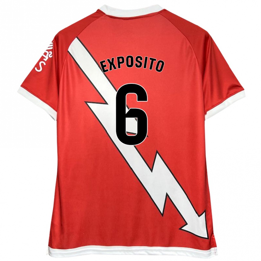 Niño Fútbol Camiseta Álvaro Expósito #6 Blanco Rojo 1ª Equipación 2024/25 Perú