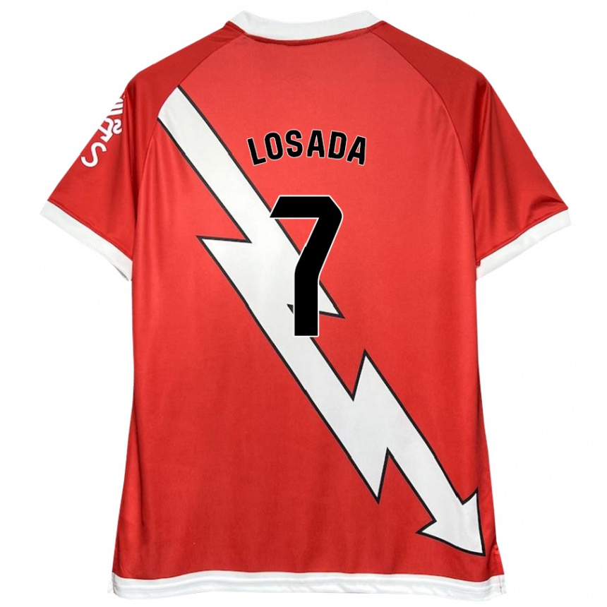 Niño Fútbol Camiseta Juan Losada #7 Blanco Rojo 1ª Equipación 2024/25 Perú