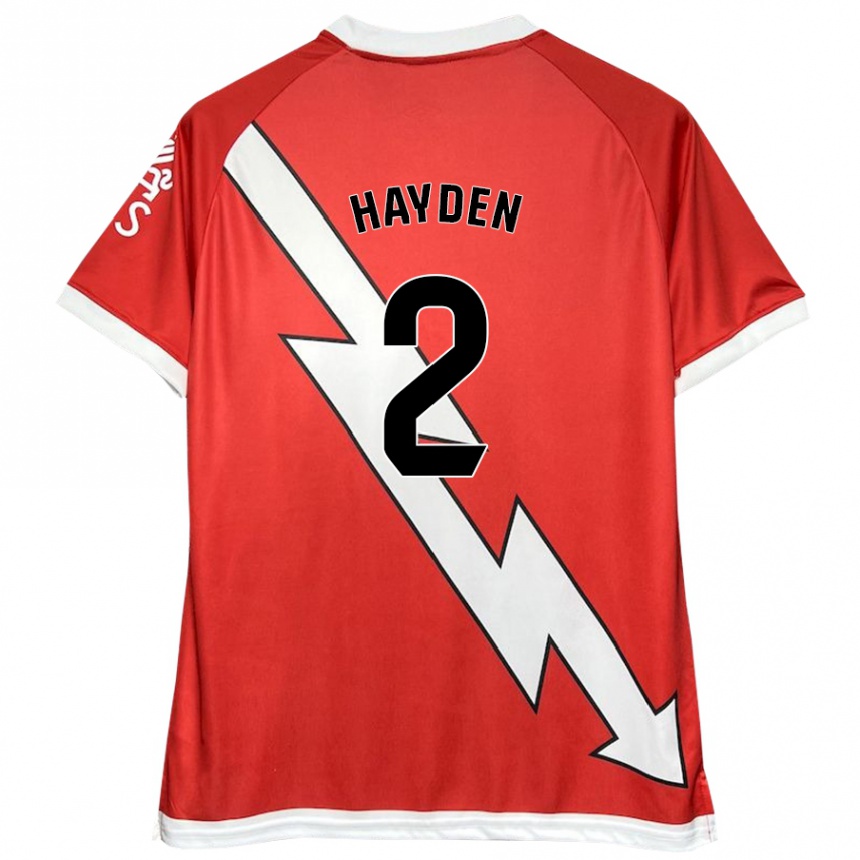 Niño Fútbol Camiseta Danielle Hayden #2 Blanco Rojo 1ª Equipación 2024/25 Perú