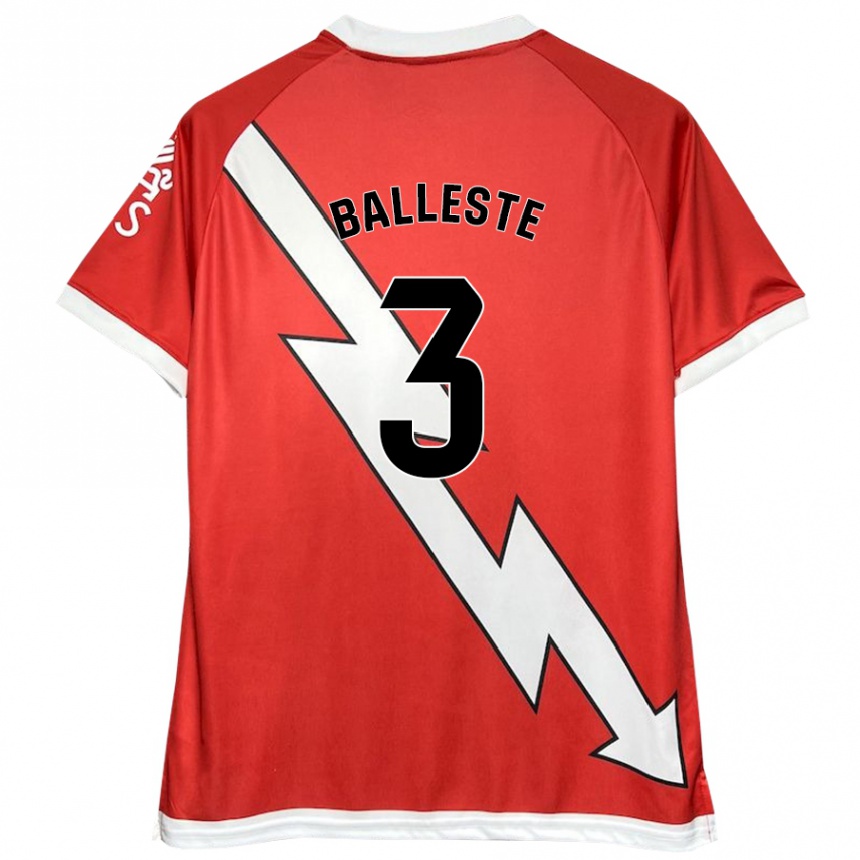 Niño Fútbol Camiseta Laia Ballesté #3 Blanco Rojo 1ª Equipación 2024/25 Perú