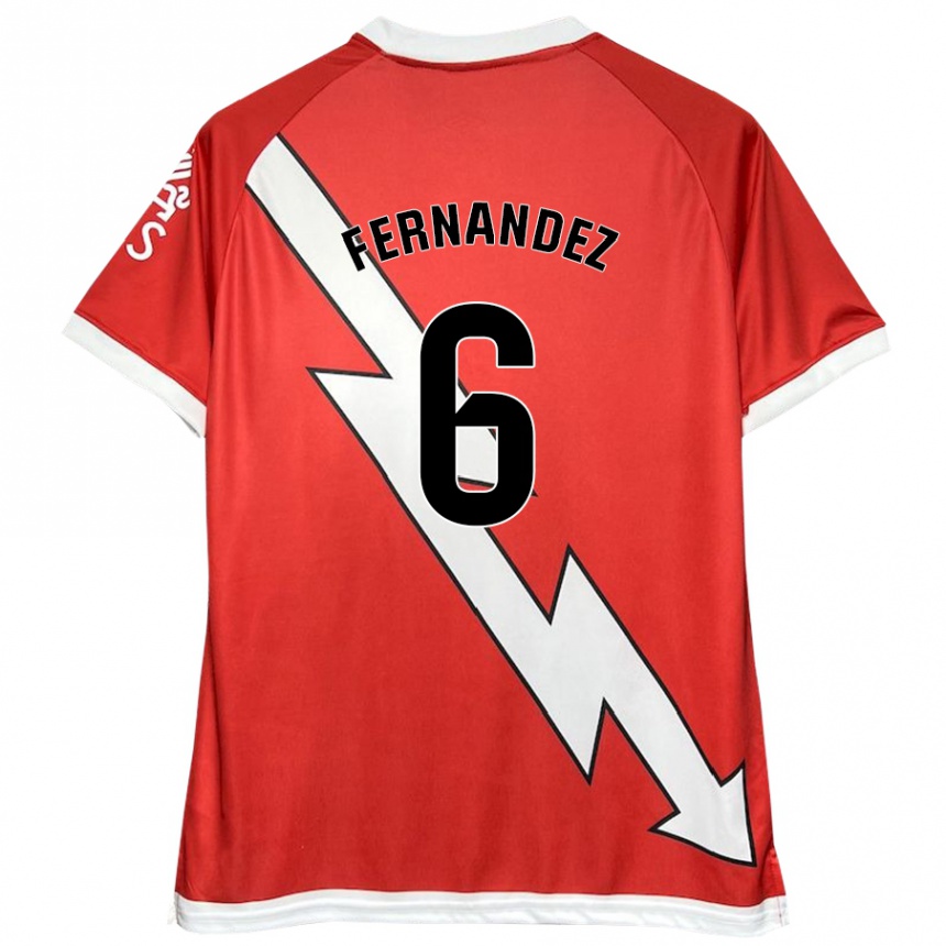 Niño Fútbol Camiseta Paula Fernández #6 Blanco Rojo 1ª Equipación 2024/25 Perú