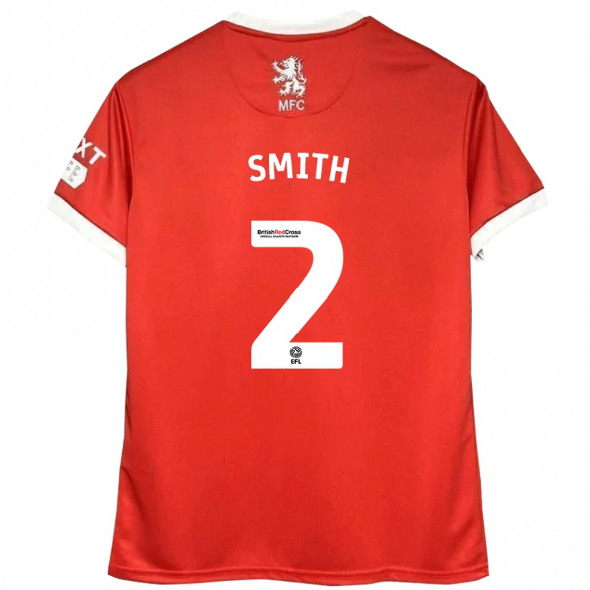 Niño Fútbol Camiseta Tommy Smith #2 Rojo Blanco 1ª Equipación 2024/25 Perú