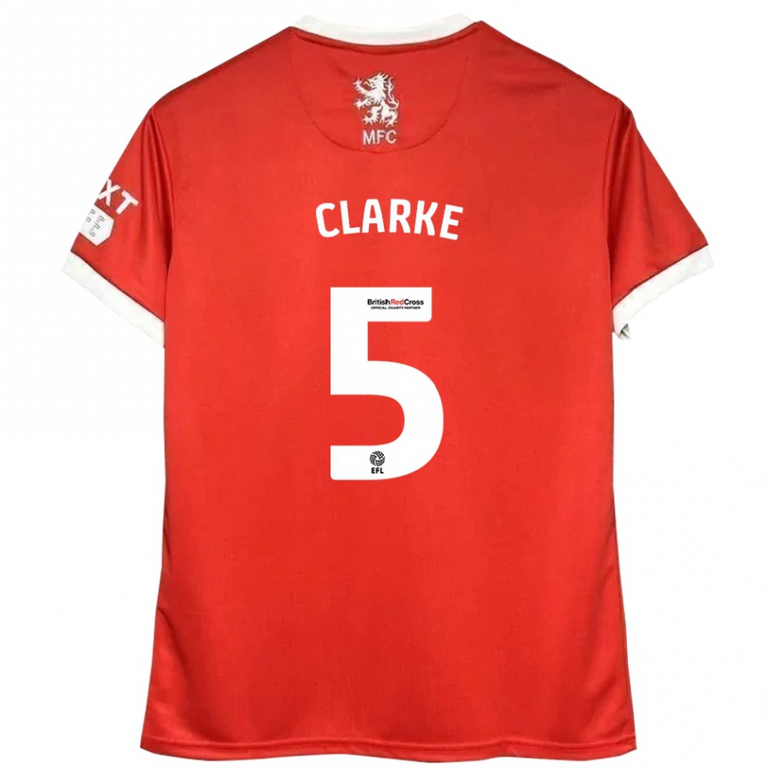 Niño Fútbol Camiseta Matt Clarke #5 Rojo Blanco 1ª Equipación 2024/25 Perú