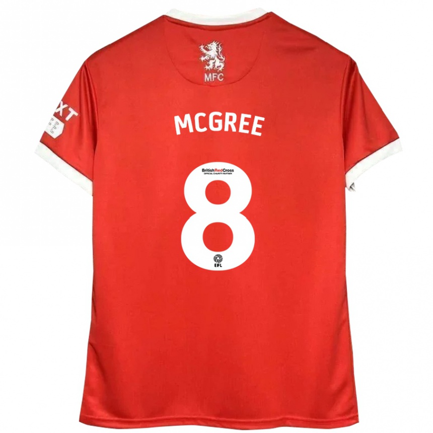 Niño Fútbol Camiseta Riley Mcgree #8 Rojo Blanco 1ª Equipación 2024/25 Perú