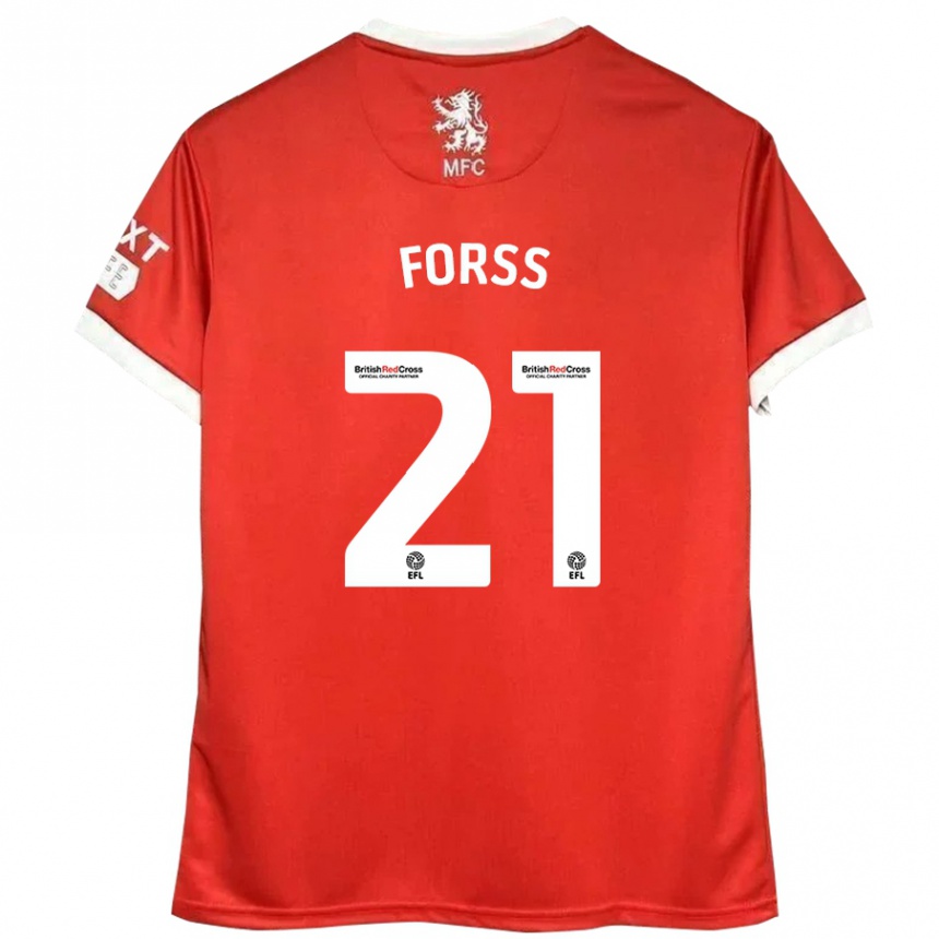 Niño Fútbol Camiseta Marcus Forss #21 Rojo Blanco 1ª Equipación 2024/25 Perú