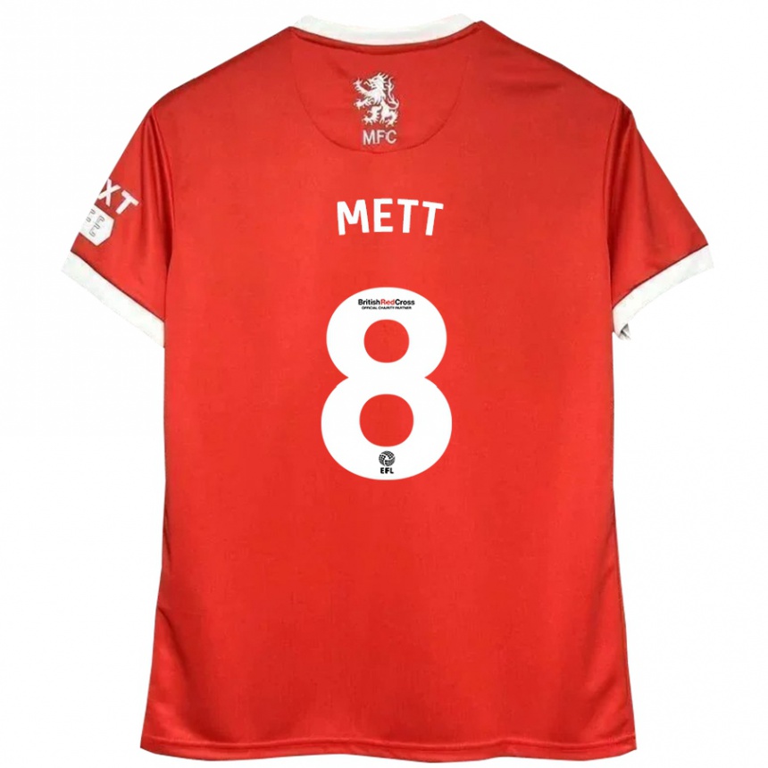 Niño Fútbol Camiseta Jessica Mett #8 Rojo Blanco 1ª Equipación 2024/25 Perú