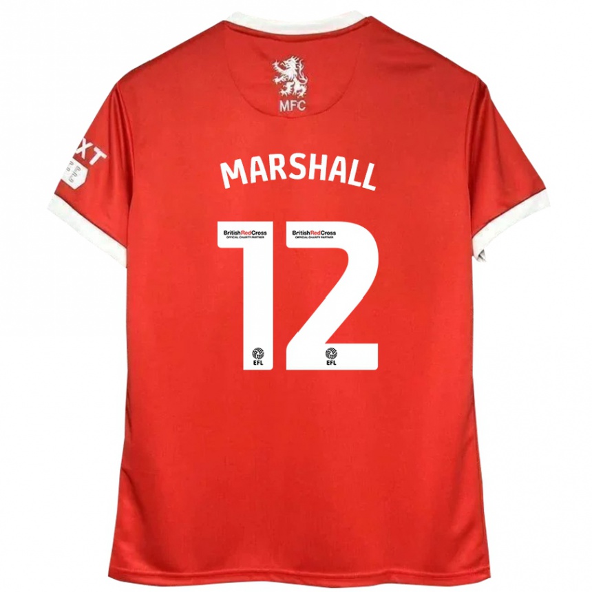 Niño Fútbol Camiseta Eve Marshall #12 Rojo Blanco 1ª Equipación 2024/25 Perú