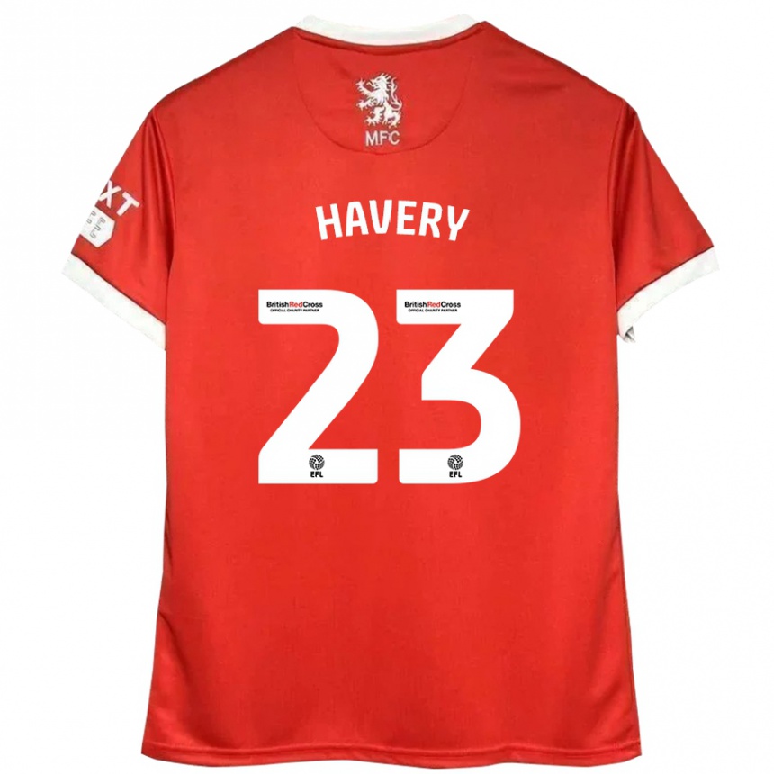 Niño Fútbol Camiseta Nicole Havery #23 Rojo Blanco 1ª Equipación 2024/25 Perú