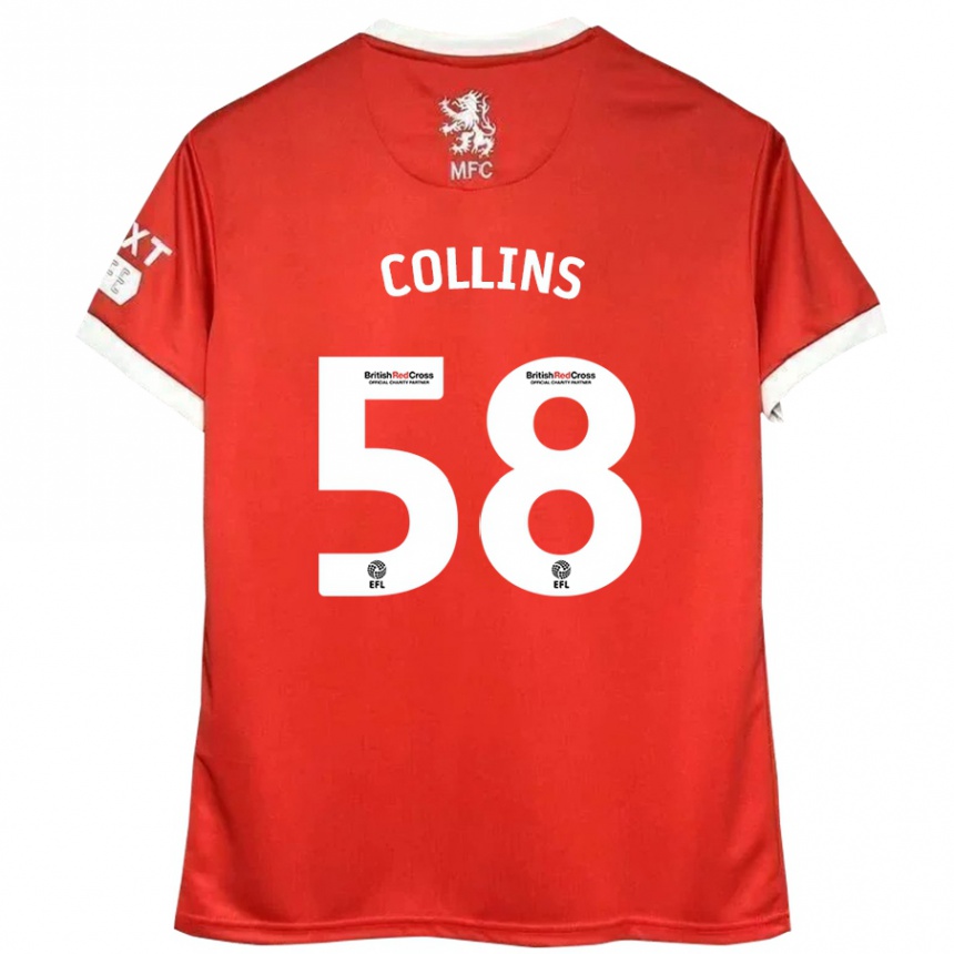 Niño Fútbol Camiseta Sam Collins #58 Rojo Blanco 1ª Equipación 2024/25 Perú