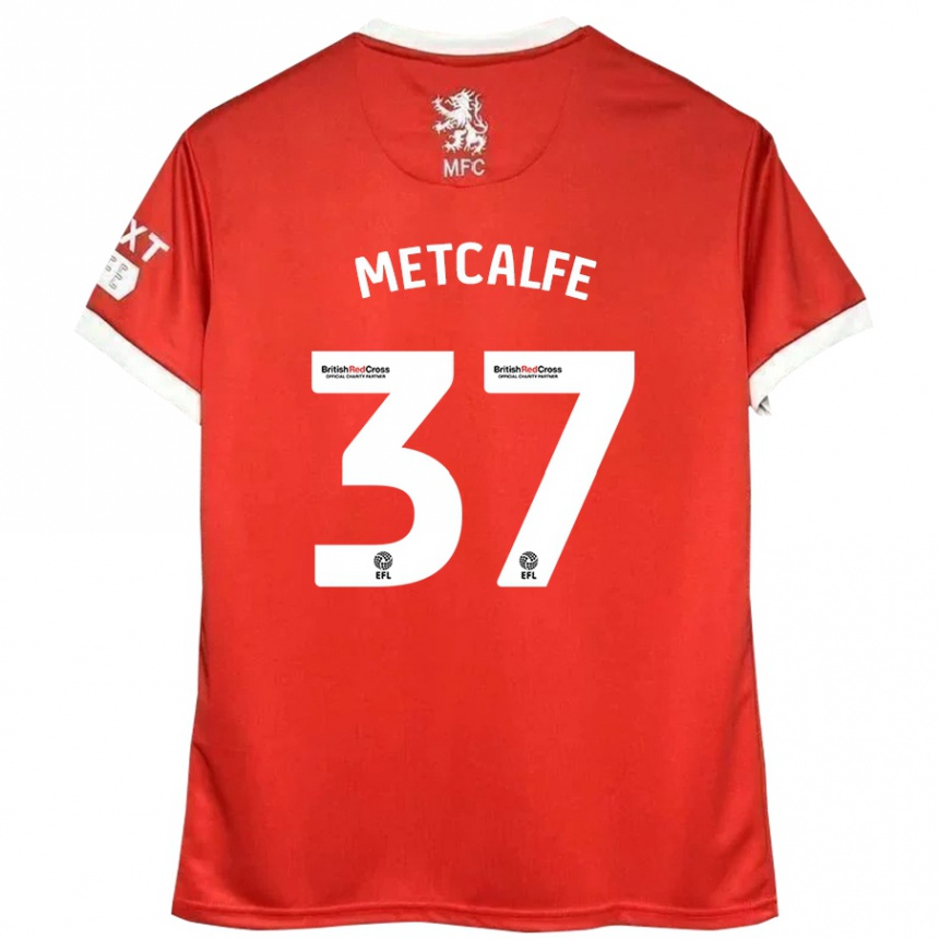 Niño Fútbol Camiseta Max Metcalfe #37 Rojo Blanco 1ª Equipación 2024/25 Perú