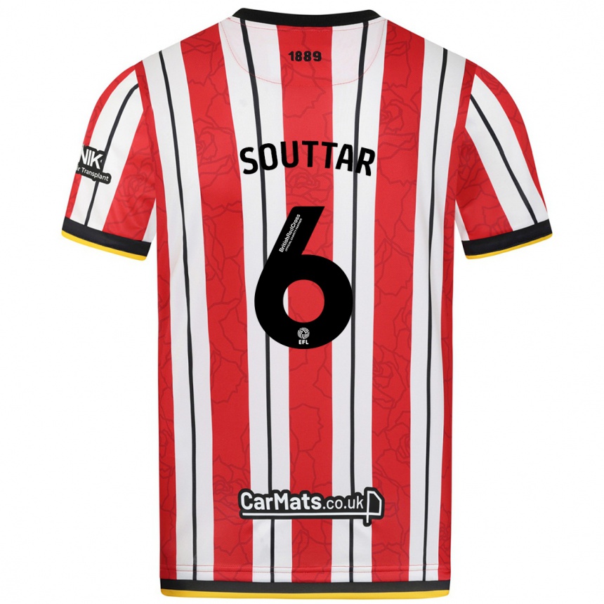 Niño Fútbol Camiseta Harry Souttar #6 Rojo Blanco Rayas 1ª Equipación 2024/25 Perú