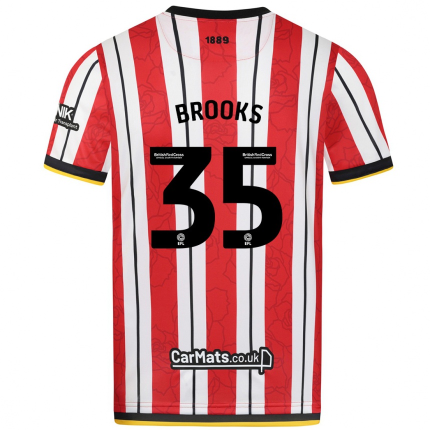 Niño Fútbol Camiseta Andre Brooks #35 Rojo Blanco Rayas 1ª Equipación 2024/25 Perú