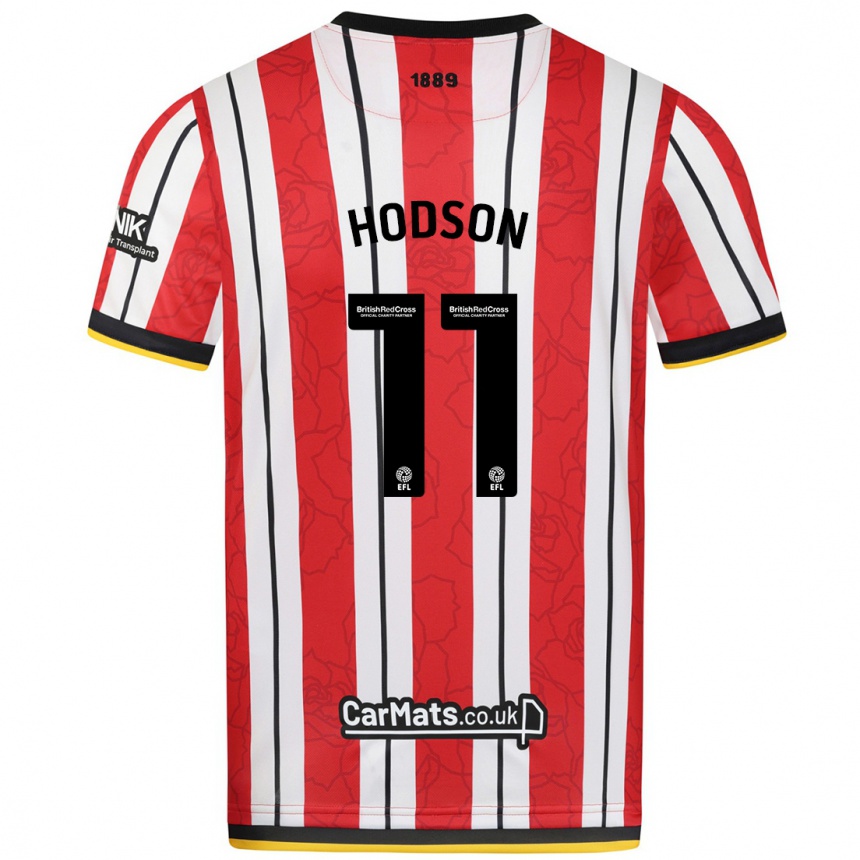 Niño Fútbol Camiseta Ashley Hodson #11 Rojo Blanco Rayas 1ª Equipación 2024/25 Perú