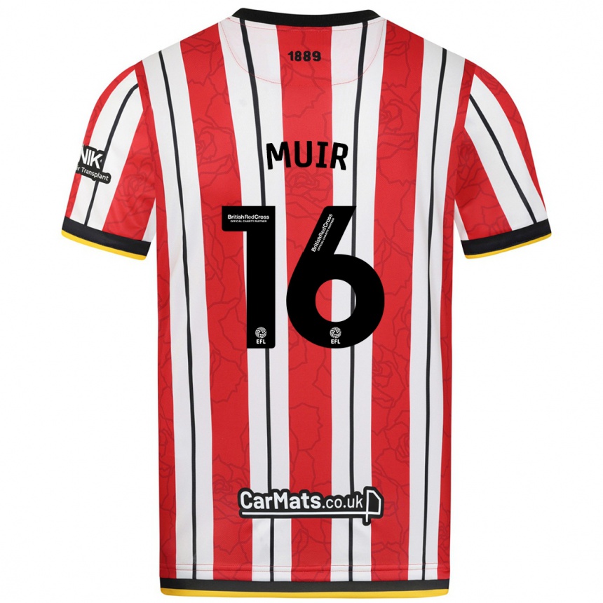 Niño Fútbol Camiseta Chene Muir #16 Rojo Blanco Rayas 1ª Equipación 2024/25 Perú