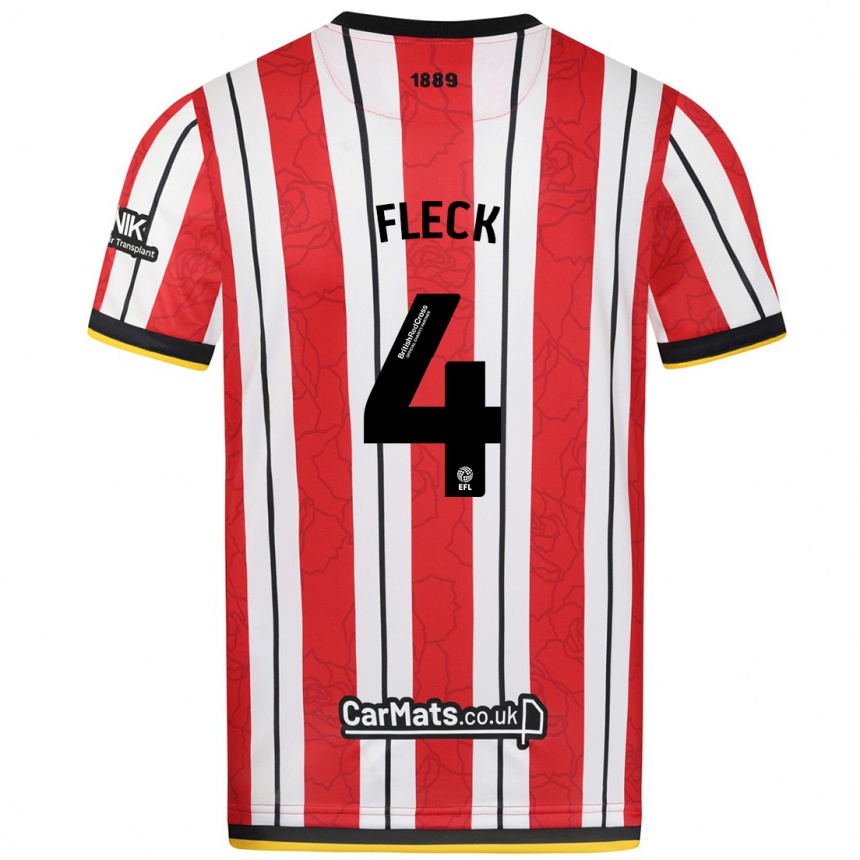 Niño Fútbol Camiseta John Fleck #4 Rojo Blanco Rayas 1ª Equipación 2024/25 Perú