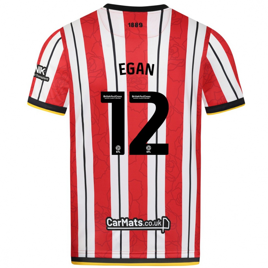 Niño Fútbol Camiseta John Egan #12 Rojo Blanco Rayas 1ª Equipación 2024/25 Perú