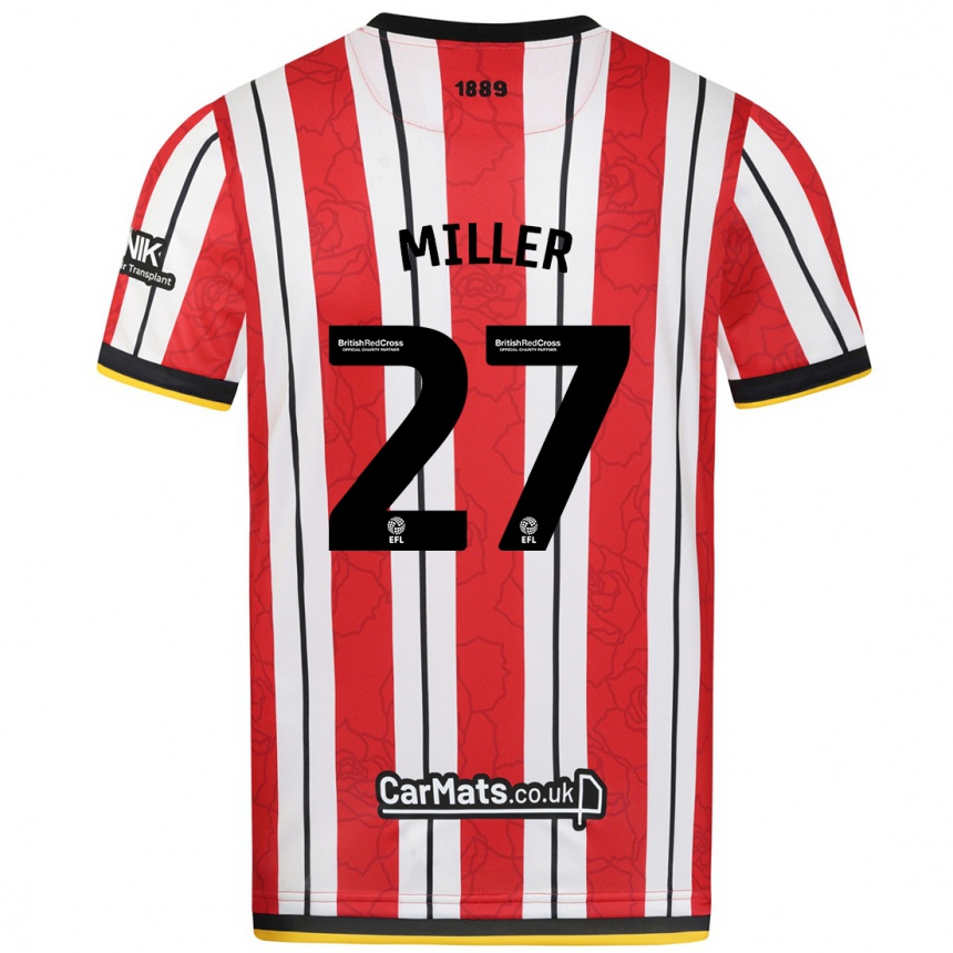 Niño Fútbol Camiseta Lara Miller #27 Rojo Blanco Rayas 1ª Equipación 2024/25 Perú