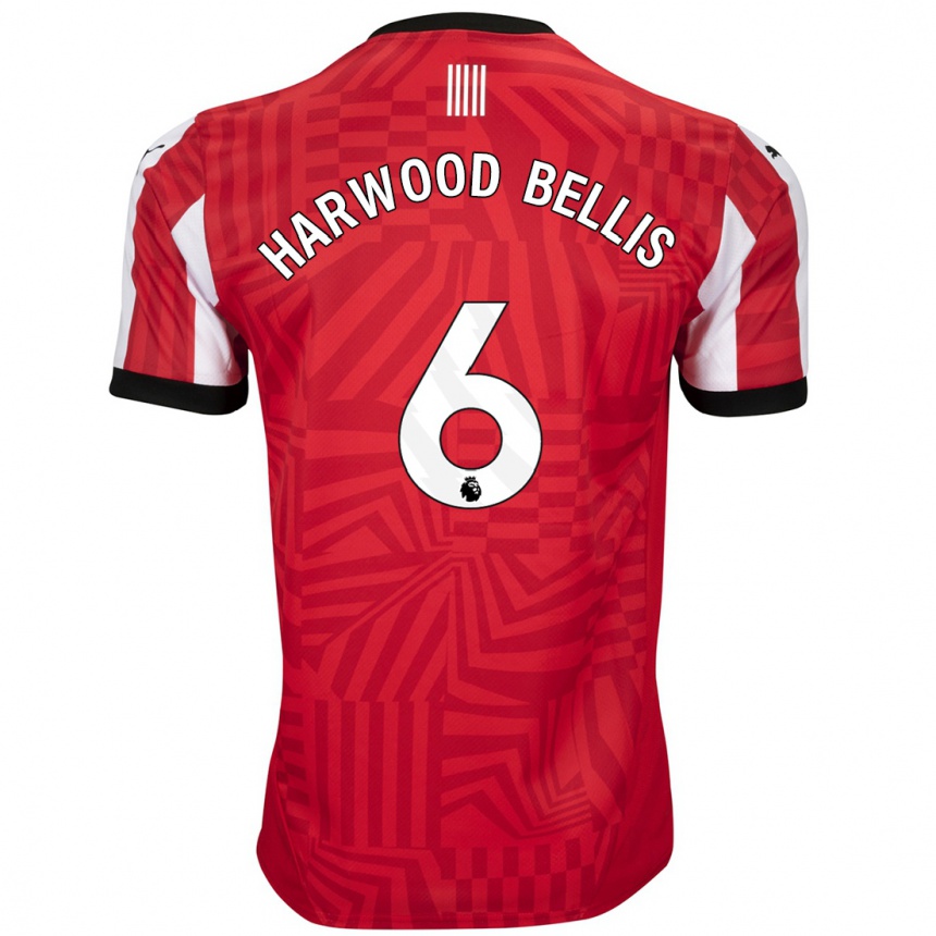 Niño Fútbol Camiseta Taylor Harwood-Bellis #6 Rojo Blanco 1ª Equipación 2024/25 Perú