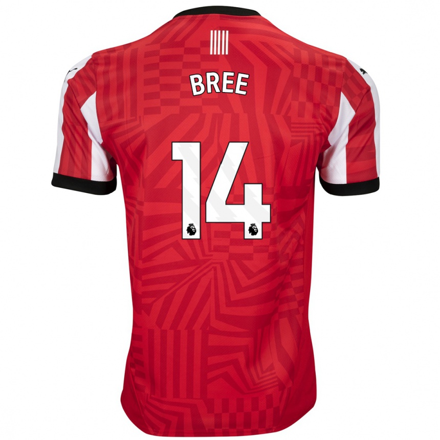 Niño Fútbol Camiseta James Bree #14 Rojo Blanco 1ª Equipación 2024/25 Perú