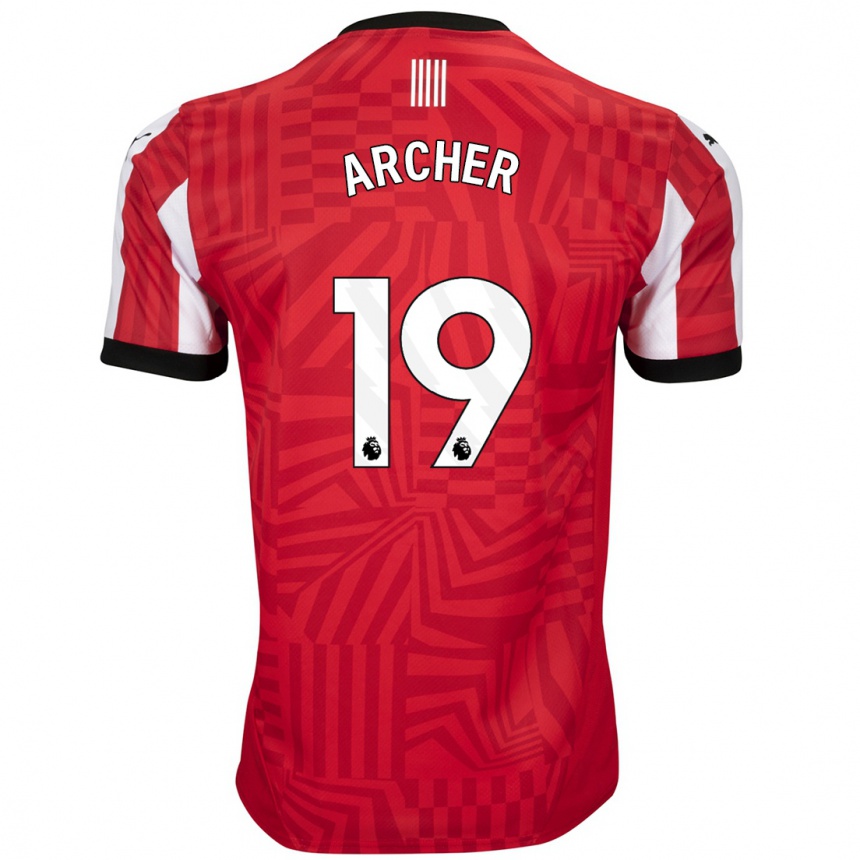 Niño Fútbol Camiseta Cameron Archer #19 Rojo Blanco 1ª Equipación 2024/25 Perú