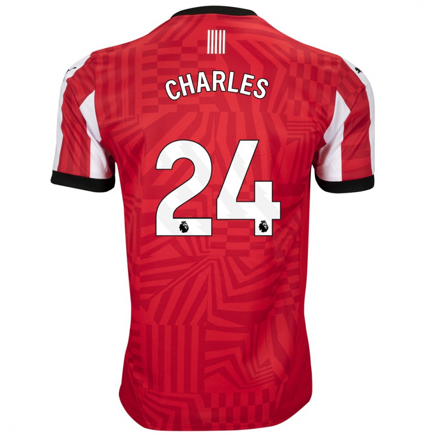 Niño Fútbol Camiseta Shea Charles #24 Rojo Blanco 1ª Equipación 2024/25 Perú