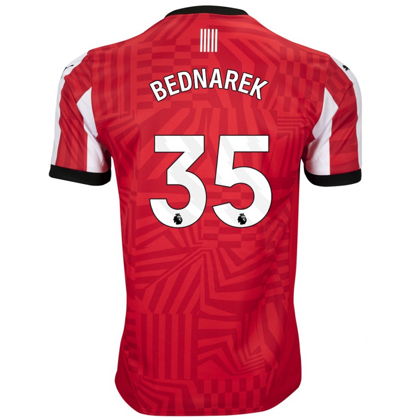 Niño Fútbol Camiseta Jan Bednarek #35 Rojo Blanco 1ª Equipación 2024/25 Perú